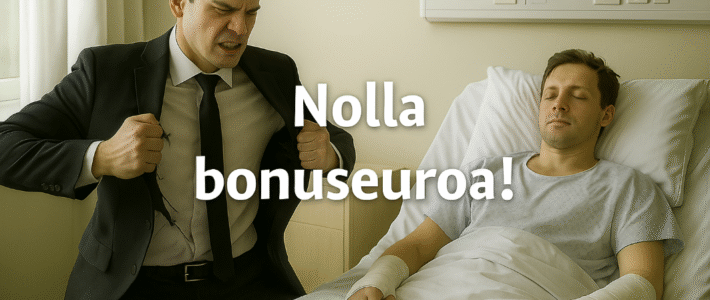 Työtapaturma vähentää joissakin työantajayrityksissä työtapaturmiin sidottua johtajien bonusta.