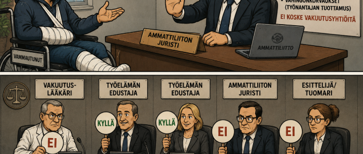 Ammattiliiton juristi vakuutusoikeuden ratkaisukokoonpanossa