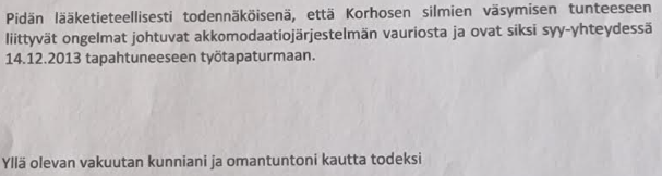 Lääketieteellisesti todennäköinen riittää syy-yhteyden hyväksymiseen