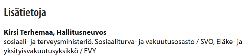 Kirsi Terhemaa, STM, neuvotteleva virkamies