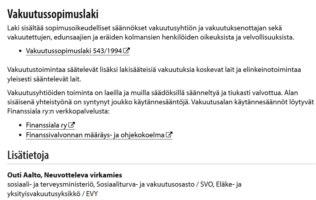 STM vakuutussopimuslaki Outi Aalto