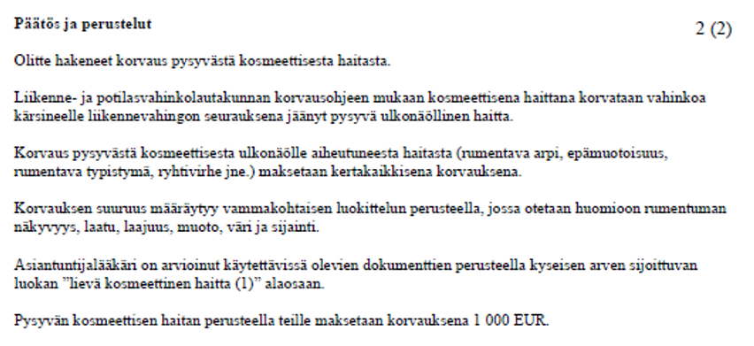 Kosmeettinen haitta.